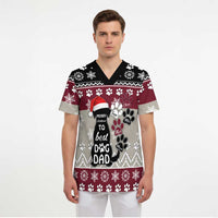 To Best Dog Dad Christmas Design Scrub Top Xmas Holiday Patterns - Wonder Print Shop