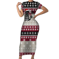 To Best Dog Dad Christmas Design Short Sleeve Bodycon Dress Xmas Holiday Patterns - Wonder Print Shop