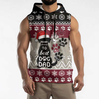 To Best Dog Dad Christmas Design Sleeveless Hoodie Xmas Holiday Patterns - Wonder Print Shop