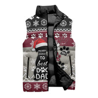 To Best Dog Dad Christmas Design Sleeveless Puffer Jacket Xmas Holiday Patterns - Wonder Print Shop