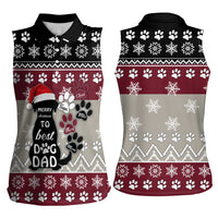To Best Dog Dad Christmas Design Women Sleeveless Polo Shirt Xmas Holiday Patterns - Wonder Print Shop