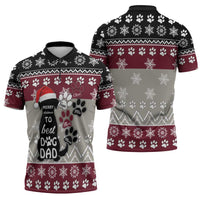 To Best Dog Dad Christmas Design Zipper Polo Shirt Xmas Holiday Patterns - Wonder Print Shop