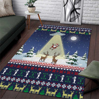 Christmas Alien Pattern with UFO Abduction of Santa Reindeer Snowy Forest Area Rug Xmas Holiday Patterns - Wonder Print Shop