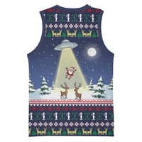 Christmas Alien Pattern with UFO Abduction of Santa Reindeer Snowy Forest Basketball Jersey Xmas Holiday Patterns - Wonder Print Shop