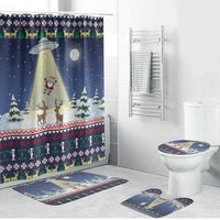Christmas Alien Pattern with UFO Abduction of Santa Reindeer Snowy Forest Bathroom Set Xmas Holiday Patterns - Wonder Print Shop