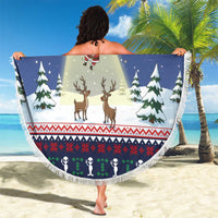 Christmas Alien Pattern with UFO Abduction of Santa Reindeer Snowy Forest Beach Blanket Xmas Holiday Patterns - Wonder Print Shop
