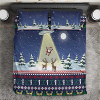 Christmas Alien Pattern with UFO Abduction of Santa Reindeer Snowy Forest Bedding Set Xmas Holiday Patterns - Wonder Print Shop