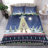 Christmas Alien Pattern with UFO Abduction of Santa Reindeer Snowy Forest Bedding Set Xmas Holiday Patterns - Wonder Print Shop