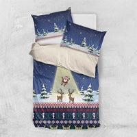 Christmas Alien Pattern with UFO Abduction of Santa Reindeer Snowy Forest Bedding Set Xmas Holiday Patterns - Wonder Print Shop
