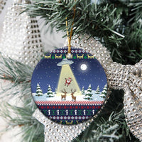 Christmas Alien Pattern with UFO Abduction of Santa Reindeer Snowy Forest Ceramic Ornament Xmas Holiday Patterns - Wonder Print Shop