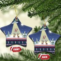 Christmas Alien Pattern with UFO Abduction of Santa Reindeer Snowy Forest Ceramic Ornament Xmas Holiday Patterns - Wonder Print Shop