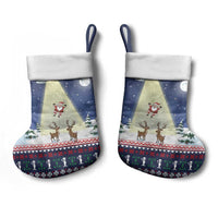Christmas Alien Pattern with UFO Abduction of Santa Reindeer Snowy Forest Christmas Stocking Xmas Holiday Patterns - Wonder Print Shop