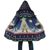 Christmas Alien Pattern with UFO Abduction of Santa Reindeer Snowy Forest Cloak Xmas Holiday Patterns - Wonder Print Shop