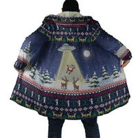 Christmas Alien Pattern with UFO Abduction of Santa Reindeer Snowy Forest Cloak Xmas Holiday Patterns - Wonder Print Shop