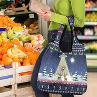 Christmas Alien Pattern with UFO Abduction of Santa Reindeer Snowy Forest Grocery Bag Xmas Holiday Patterns - Wonder Print Shop