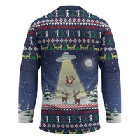 Christmas Alien Pattern with UFO Abduction of Santa Reindeer Snowy Forest Hockey Jersey Xmas Holiday Patterns - Wonder Print Shop