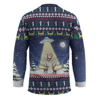 Christmas Alien Pattern with UFO Abduction of Santa Reindeer Snowy Forest Hockey Jersey Xmas Holiday Patterns - Wonder Print Shop
