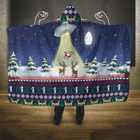 Christmas Alien Pattern with UFO Abduction of Santa Reindeer Snowy Forest Hooded Blanket Xmas Holiday Patterns - Wonder Print Shop