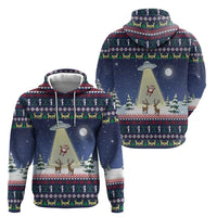 Christmas Alien Pattern with UFO Abduction of Santa Reindeer Snowy Forest Hoodie Xmas Holiday Patterns - Wonder Print Shop