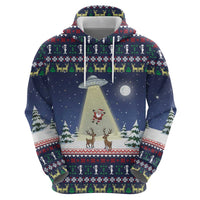 Christmas Alien Pattern with UFO Abduction of Santa Reindeer Snowy Forest Hoodie Xmas Holiday Patterns - Wonder Print Shop