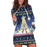 Christmas Alien Pattern with UFO Abduction of Santa Reindeer Snowy Forest Hoodie Dress Xmas Holiday Patterns - Wonder Print Shop
