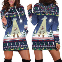 Christmas Alien Pattern with UFO Abduction of Santa Reindeer Snowy Forest Hoodie Dress Xmas Holiday Patterns - Wonder Print Shop
