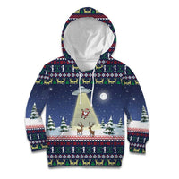 Christmas Alien Pattern with UFO Abduction of Santa Reindeer Snowy Forest Kid Hoodie Xmas Holiday Patterns - Wonder Print Shop