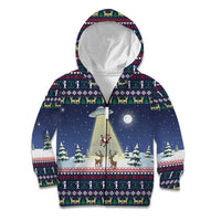 Christmas Alien Pattern with UFO Abduction of Santa Reindeer Snowy Forest Kid Hoodie Xmas Holiday Patterns - Wonder Print Shop