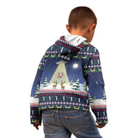 Christmas Alien Pattern with UFO Abduction of Santa Reindeer Snowy Forest Kid Hoodie Xmas Holiday Patterns - Wonder Print Shop