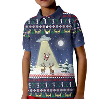 Christmas Alien Pattern with UFO Abduction of Santa Reindeer Snowy Forest Kid Polo Shirt Xmas Holiday Patterns - Wonder Print Shop