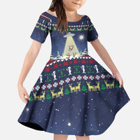 Christmas Alien Pattern with UFO Abduction of Santa Reindeer Snowy Forest Kid Short Sleeve Dress Xmas Holiday Patterns - Wonder Print Shop