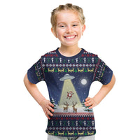 Christmas Alien Pattern with UFO Abduction of Santa Reindeer Snowy Forest Kid T Shirt Xmas Holiday Patterns - Wonder Print Shop