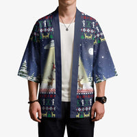 Christmas Alien Pattern with UFO Abduction of Santa Reindeer Snowy Forest Kimono Xmas Holiday Patterns - Wonder Print Shop