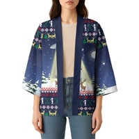 Christmas Alien Pattern with UFO Abduction of Santa Reindeer Snowy Forest Kimono Xmas Holiday Patterns - Wonder Print Shop