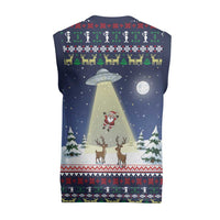 Christmas Alien Pattern with UFO Abduction of Santa Reindeer Snowy Forest Christmas Knitted V-Neck Vest Xmas Holiday Patterns - Wonder Print Shop