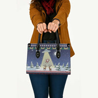 Christmas Alien Pattern with UFO Abduction of Santa Reindeer Snowy Forest Leather Bag Xmas Holiday Patterns - Wonder Print Shop