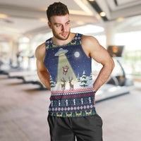 Christmas Alien Pattern with UFO Abduction of Santa Reindeer Snowy Forest Men Tank Top Xmas Holiday Patterns - Wonder Print Shop