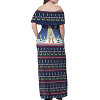 Christmas Alien Pattern with UFO Abduction of Santa Reindeer Snowy Forest Off Shoulder Maxi Dress Xmas Holiday Patterns - Wonder Print Shop