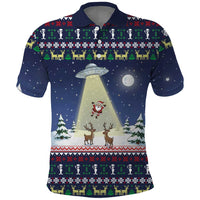 Christmas Alien Pattern with UFO Abduction of Santa Reindeer Snowy Forest Polo Shirt Xmas Holiday Patterns - Wonder Print Shop