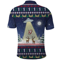 Christmas Alien Pattern with UFO Abduction of Santa Reindeer Snowy Forest Polo Shirt Xmas Holiday Patterns - Wonder Print Shop