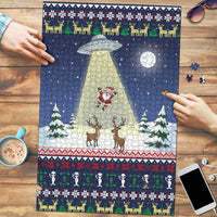 Christmas Alien Pattern with UFO Abduction of Santa Reindeer Snowy Forest Puzzle Xmas Holiday Patterns - Wonder Print Shop