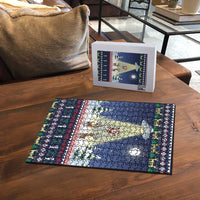 Christmas Alien Pattern with UFO Abduction of Santa Reindeer Snowy Forest Puzzle Xmas Holiday Patterns - Wonder Print Shop