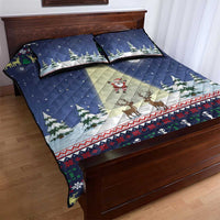 Christmas Alien Pattern with UFO Abduction of Santa Reindeer Snowy Forest Quilt Bed Set Xmas Holiday Patterns - Wonder Print Shop