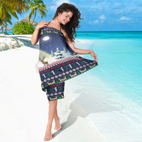 Christmas Alien Pattern with UFO Abduction of Santa Reindeer Snowy Forest Sarong Xmas Holiday Patterns - Wonder Print Shop