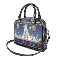 Christmas Alien Pattern with UFO Abduction of Santa Reindeer Snowy Forest Shoulder Handbag Xmas Holiday Patterns - Wonder Print Shop
