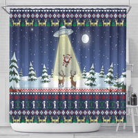 Christmas Alien Pattern with UFO Abduction of Santa Reindeer Snowy Forest Shower Curtain Xmas Holiday Patterns - Wonder Print Shop
