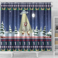 Christmas Alien Pattern with UFO Abduction of Santa Reindeer Snowy Forest Shower Curtain Xmas Holiday Patterns - Wonder Print Shop