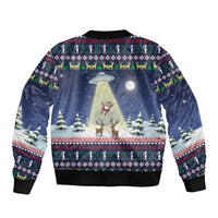 Christmas Alien Pattern with UFO Abduction of Santa Reindeer Snowy Forest Sleeve Zip Bomber Jacket Xmas Holiday Patterns - Wonder Print Shop