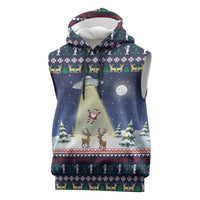 Christmas Alien Pattern with UFO Abduction of Santa Reindeer Snowy Forest Sleeveless Hoodie Xmas Holiday Patterns - Wonder Print Shop