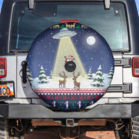 Christmas Alien Pattern with UFO Abduction of Santa Reindeer Snowy Forest Spare Tire Cover Xmas Holiday Patterns - Wonder Print Shop